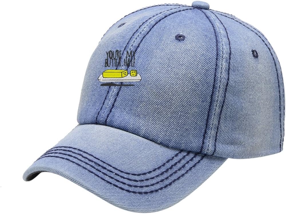 My Butter Half Light Cowboy Washed Dyed Peaked Hat Embroidered Logo Adjustable Fish Cap