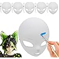 Liokoon 5PCS Fursuit Head Base Furry Mask Base to Paint, Plastic Therian Blank Mask DIY Cosplay Fursuit Accessories Gifts for Masquerade Party Favor Halloween Costume