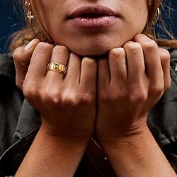 MYEARS Women Ring Gold Pumpkin Chunky Croissant