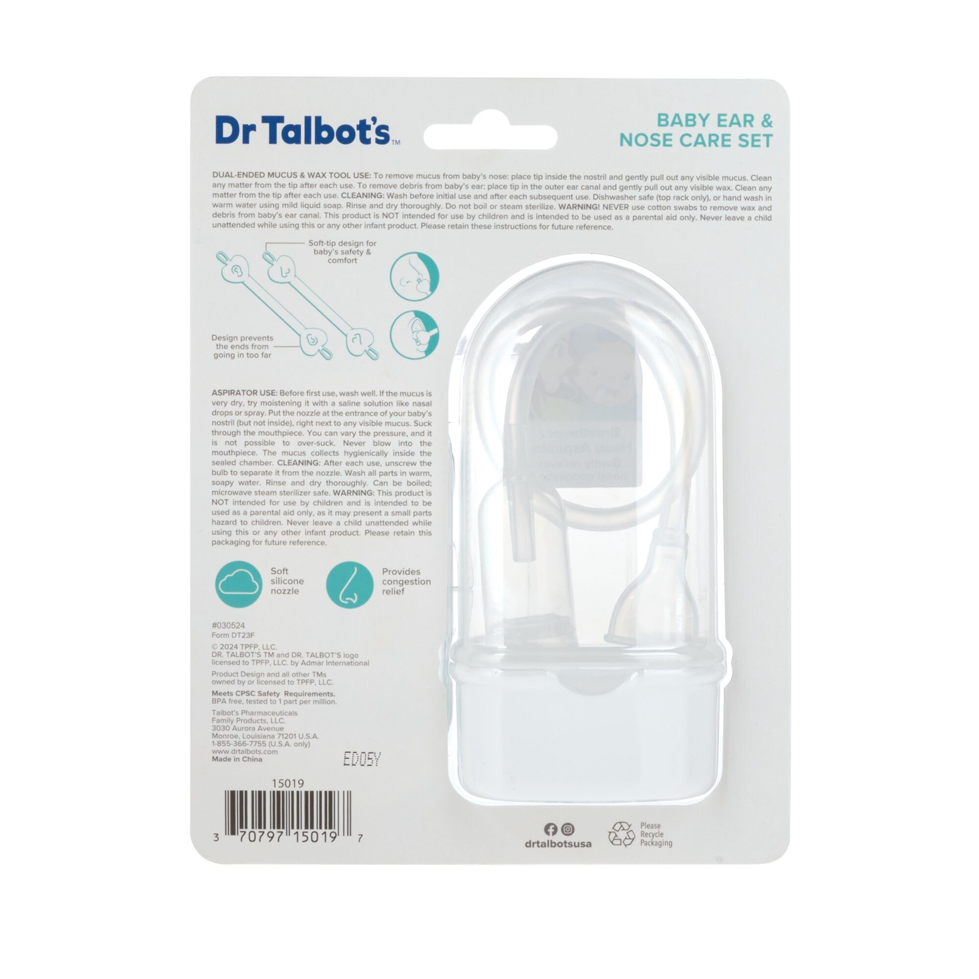 Dr. Talbot's Baby Nose and Ear Care Set - Breathe-EEZ Nasal Aspirator and Nose and Ear Cleaner Tools for Babies - Baby Registry Essentials