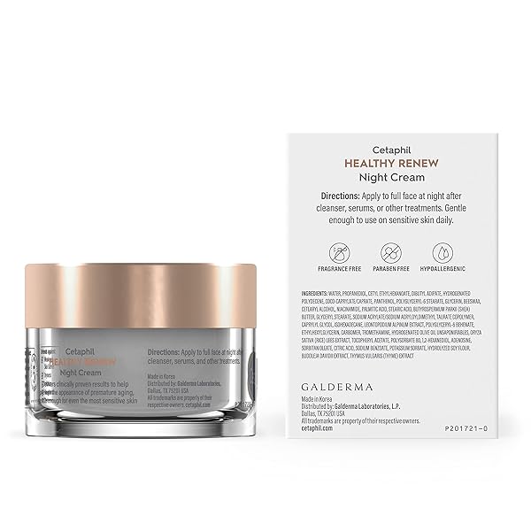 CETAPHIL HEALTHY RENEW SKIN TIGHTENING NIGHT CREAM 1.7 OZ, WRINKLE REPAIR CREAM FOR FACE WITH PEPTIDES, RETINOL ALTERNATIVE CREAM FOR SENSITIVE SKIN, FRAGRANCE FREE