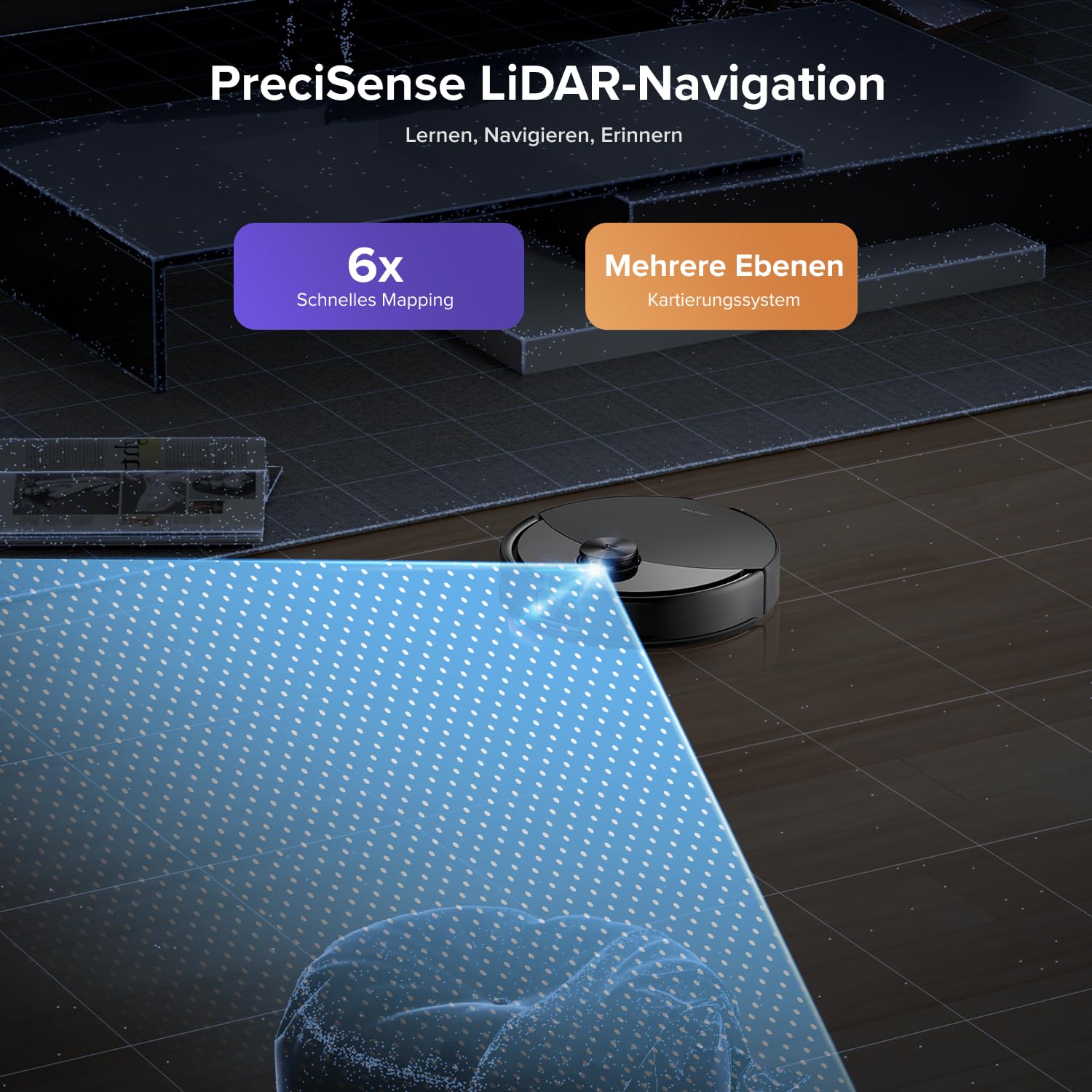 roborock Q10 S5+ Saugroboter mit Wischfunktion, 10.000 Pa HyperForce Saugkraft, Dual Anti-Tangle System, Auto Lifting Mopping, Ideal für Tierhaare, Teppiche, Hartböden (Schwarz) 7