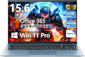SGIN 15.6 Inch Laptop Computer, Windows 11 Laptops with 16GB RAM 1024GB SSD, Celeron N5100, Office 365, WiFi 6, 53.2WH Batter