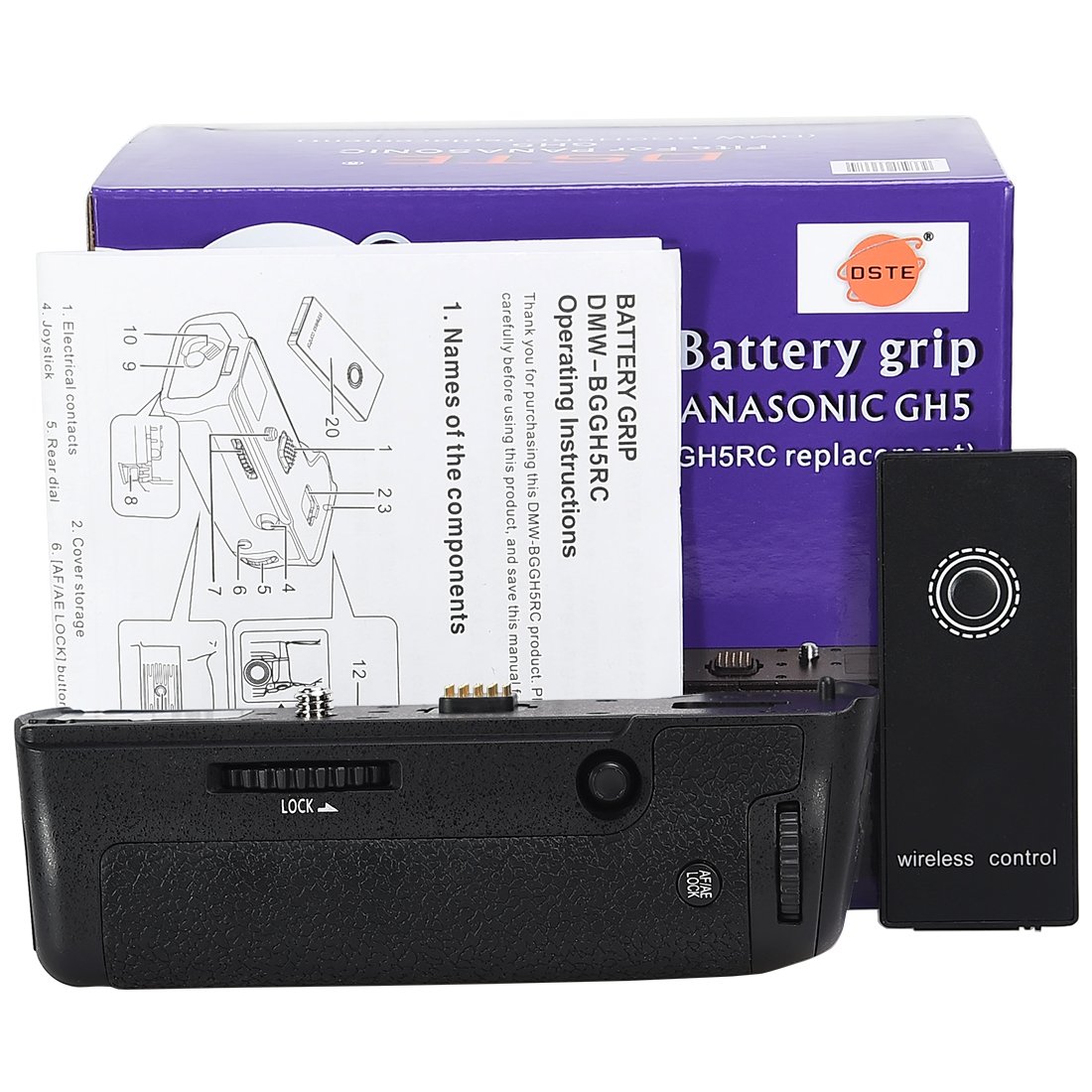 DSTE IR Remote Vertical Battery Grip Holder DMW-BGGH5 for LUMIX GH5 Digital Camera