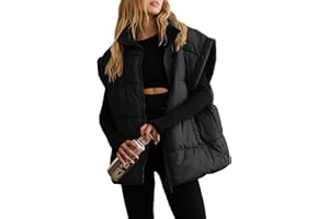 Vimyig Women's Winter Crop Puffer Vest Lightweight Warm Flysleeve Stand Collar Padded Puffy Jackets Coats with Pockets