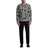 KARL LAGERFELD mens Long Sleeve Floral Wool Blend Sweater