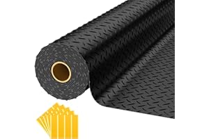 NarwooAuto 8x25 FT Garage Floor Mat,2.8mm Thickened PVC Flooring Roll for Under Car,200 SQFT Diamond Plate Black Garage Mats for Truck,Trailer,SUVs,Van,Golf Cart,Motorcycle（Included Tapes）