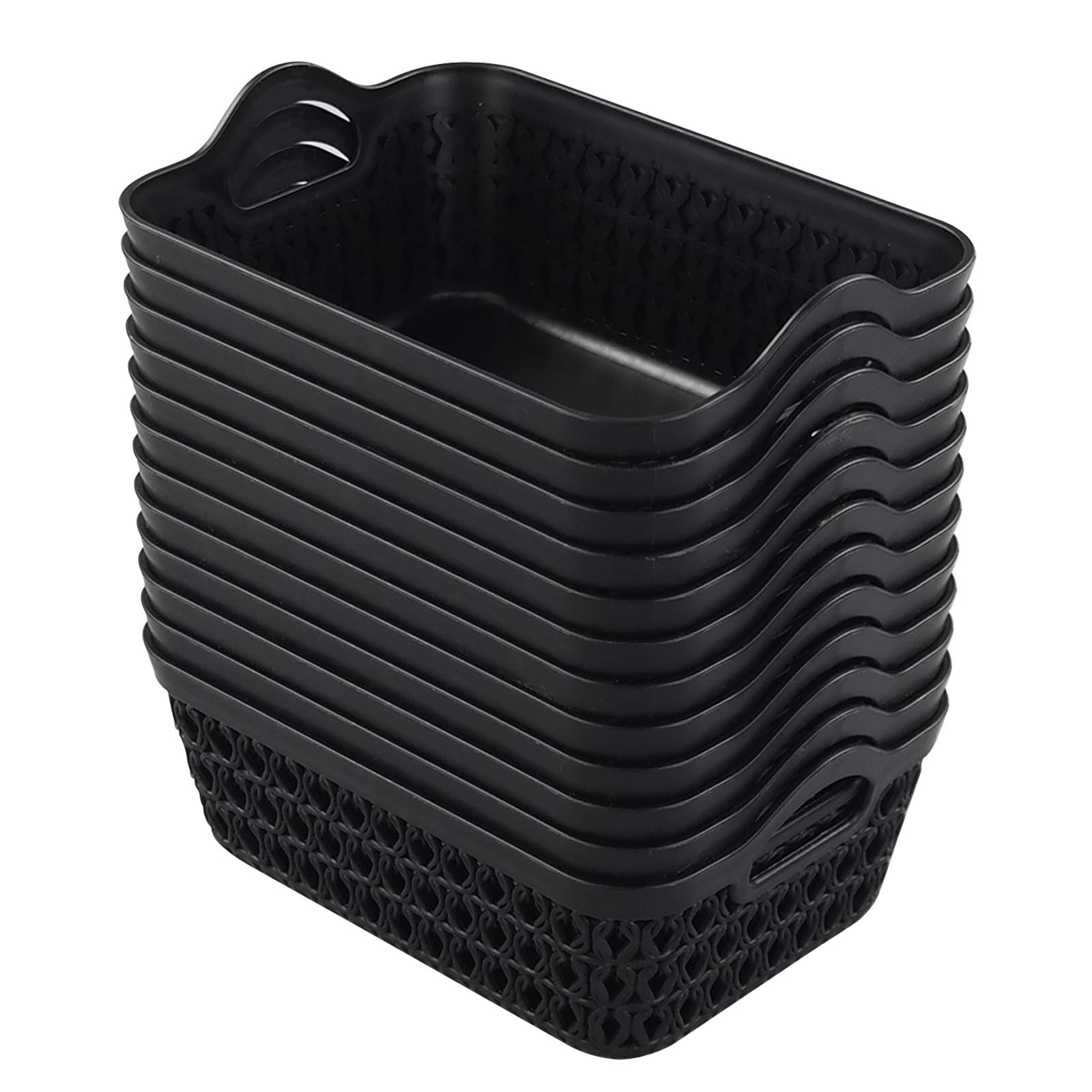 Dehouse Set of 12 Mini Plastic Storage Basket Tray, Black