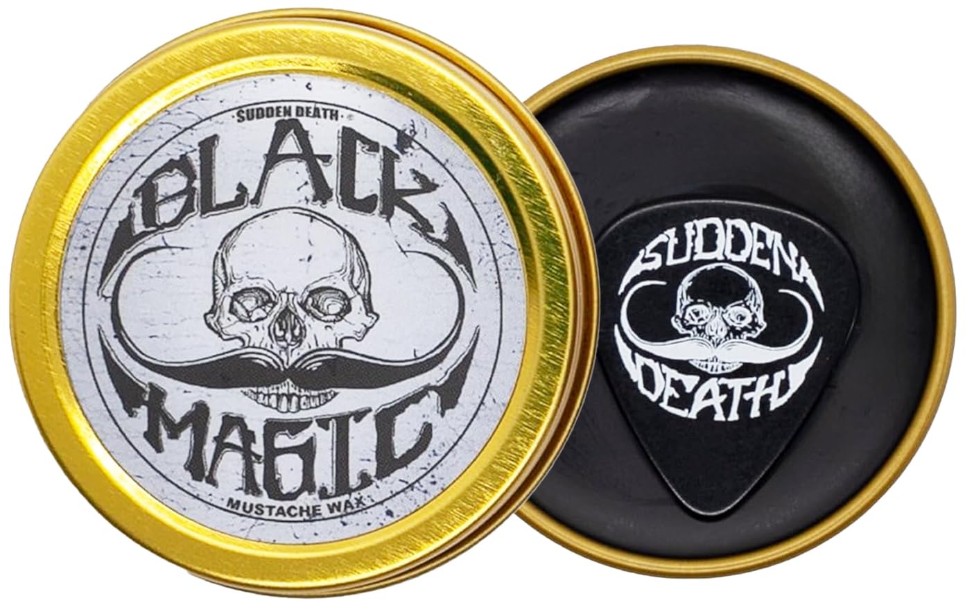 Black Magic Sudden Death Mustache Wax | Hide Grey Hair | Strong Hold | 1 oz Tin | No Heat Source Required | Unscented