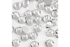 Eleegem 2000PCS SS20 Flatback Rhinestones | 12-Facet Diamond-Cut Glass Gems for Nail Art, Clothing, DIY Crafts |Glue-On Decoration Stones with Silver Backing(Crystal)