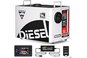 BSMTEK 9L Large Diesel Heater, 8KW 240V/110V/12V/24V All in One Diesel Air Heater with LCD Switch, Remote Control, Suitable for Truck, RV, Home, Car, Campers, Boat, White