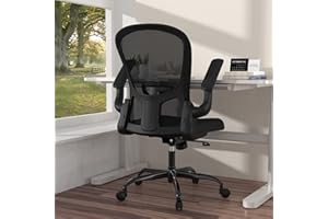 SILYBON Ergonomic Office Chair, Comfort Swivel Home Office Task Chair, Breathable Mesh Desk Chair, Lumbar Support Computer Chair with Flip-up Arms and Adjustable Height