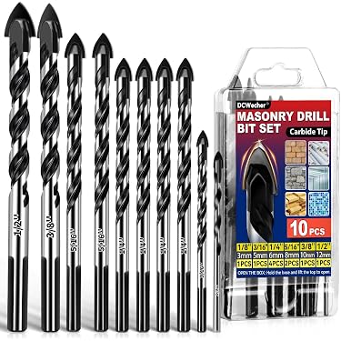10pc Vermont American Bosch 4-Carbide Tipped Rotary Masonry Drill Bit Set – Heavy Duty