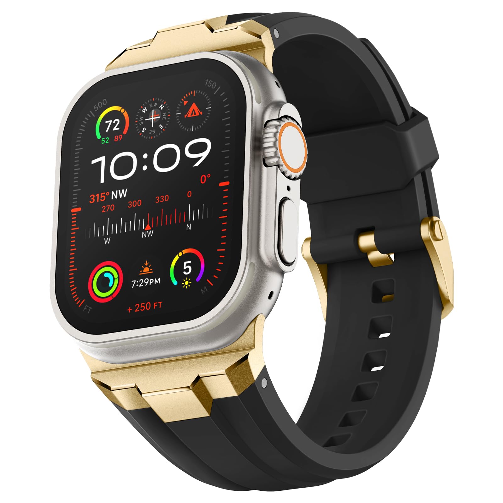 Suitisbest Sport Band for Apple Watch Ultra 2/Apple Watch Ultra Bands 49mm 45mm 44mm 42mm, Wide Rugged 316L Stainless Steel Connector Durable Silicone Band for iWatch Ultra 9 8 7 6 5 4 3 SE