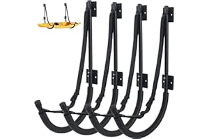 BALAVA Kayak Storage Rack 4 Pack,Kayak Wall Mount,Kayak Rack for Garage with Elastic Adjustable Strap,Heavy Duty Kayak Hanger Kayak Hook for Hanging Bicycle Surfboard Snowboard Kayaks Canoe(6 Colors)