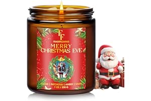 FF FRAGRFLOWING Christmas Candle, Merry Christmas Eve Scented Candles for Home, Holiday Candles Natural Soy Candle, Aromatherapy Candle 7 oz Jar Candles Christmas Gifts for Women Men