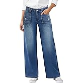 Madrirdma Wide Leg Jeans for Women Mid Rise Straight Baggy Jeans Casual Trandy Wash Cropped Denim Pants