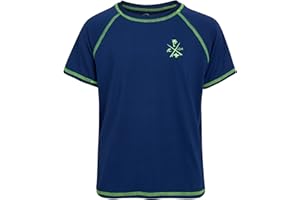Quad Seven Boys Swim Shirt - Quick Dry Sun Protection Short Sleeve Rash Guard for Boys Surf Youth Kids Swimwear (Sizes: 5-18)