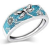 Lypic Turquoise Rings 925 Sterling Silver Turquoise Ring Jewelry Gift for Women Men
