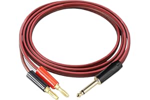 Mili Dianzi MEIRIYFA 6.35mm to Banana Plug Speaker Cable, 2m, Mono, OFC, Gold Plugs, Compatible with Speakers, Microphones, Amplifiers, Mixers, Receivers