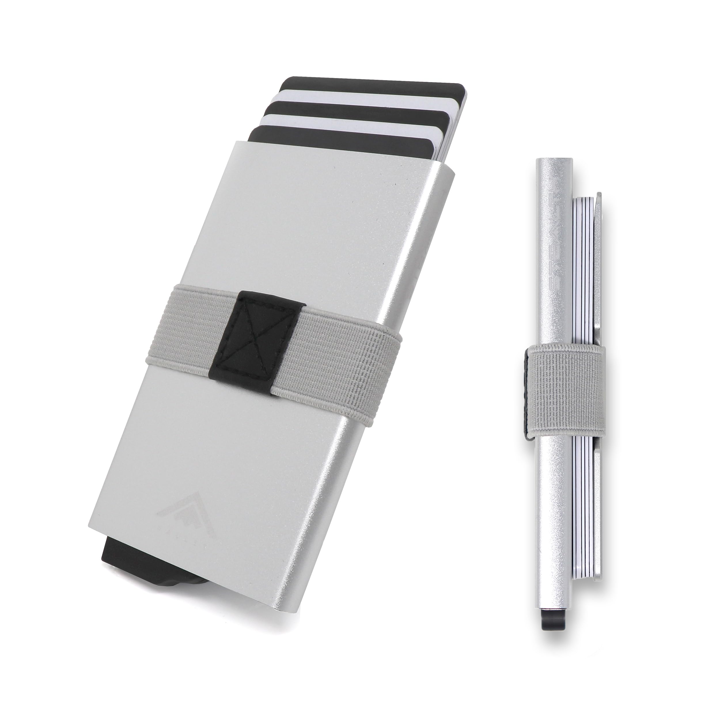 Stealth Wallet - Smart Minimalist Card Holders - RFID/NFC Blocking Pop Up Wallets with Gift Box - Credit Cards Holder & Contactless Protection (Silver Aluminium & Backplate)