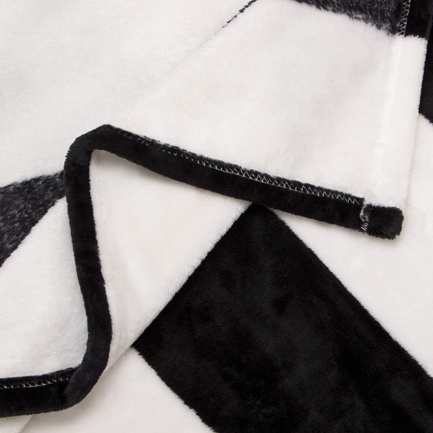 NTBAY Flannel Twin Blanket, Super Soft with Black and White Striped Printed Bed Blanket, 68 x 90 Inches: Home & Kitchen