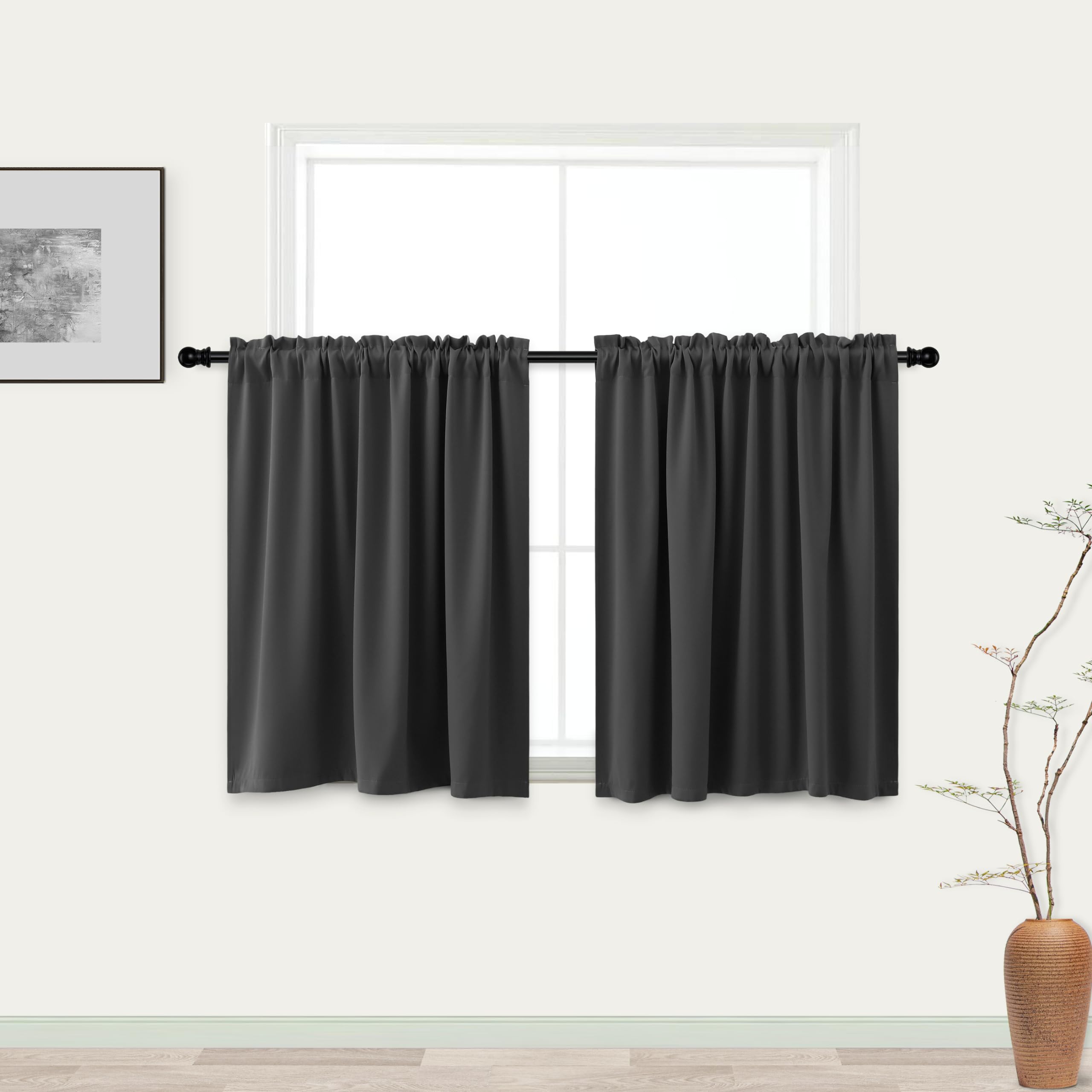 Photo 1 of KOUFALL Small Window Blinds for Bathroom Kitchen,Blackout Keep Heat Black Out Window Coverings Heat Blocking Curtains for Bedroom,20 Inch Length Dark Gray