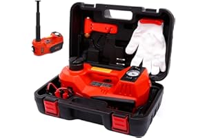 ROGTZ Electric Hydraulic Car Jack Kit 5 Ton 12V Portable Lift Range 17.7 Inch with Tire Inflator Pump for SUV Sedan Truck Car Repair Floor Jack for Vehicle Tire Change with LED Light Jack Only