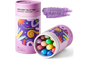 Jar Melo Glitter Crayons for Toddlers 1-3, Non-Toxic Washable Crayons for Kids, Ultra-Silky and Twist, Ideal Coloring Gift for Boys and Girls, 12 Colors