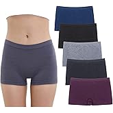 Ruxia Women's Seamless Boyshort Panties Nylon Spandex Underwear Stretch Boxer Briefs Pack of 5
