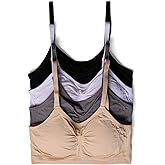 Kalon 4 Pack Women’s Nylon Spandex Removable Pads Comfort Cami Bras Wireless