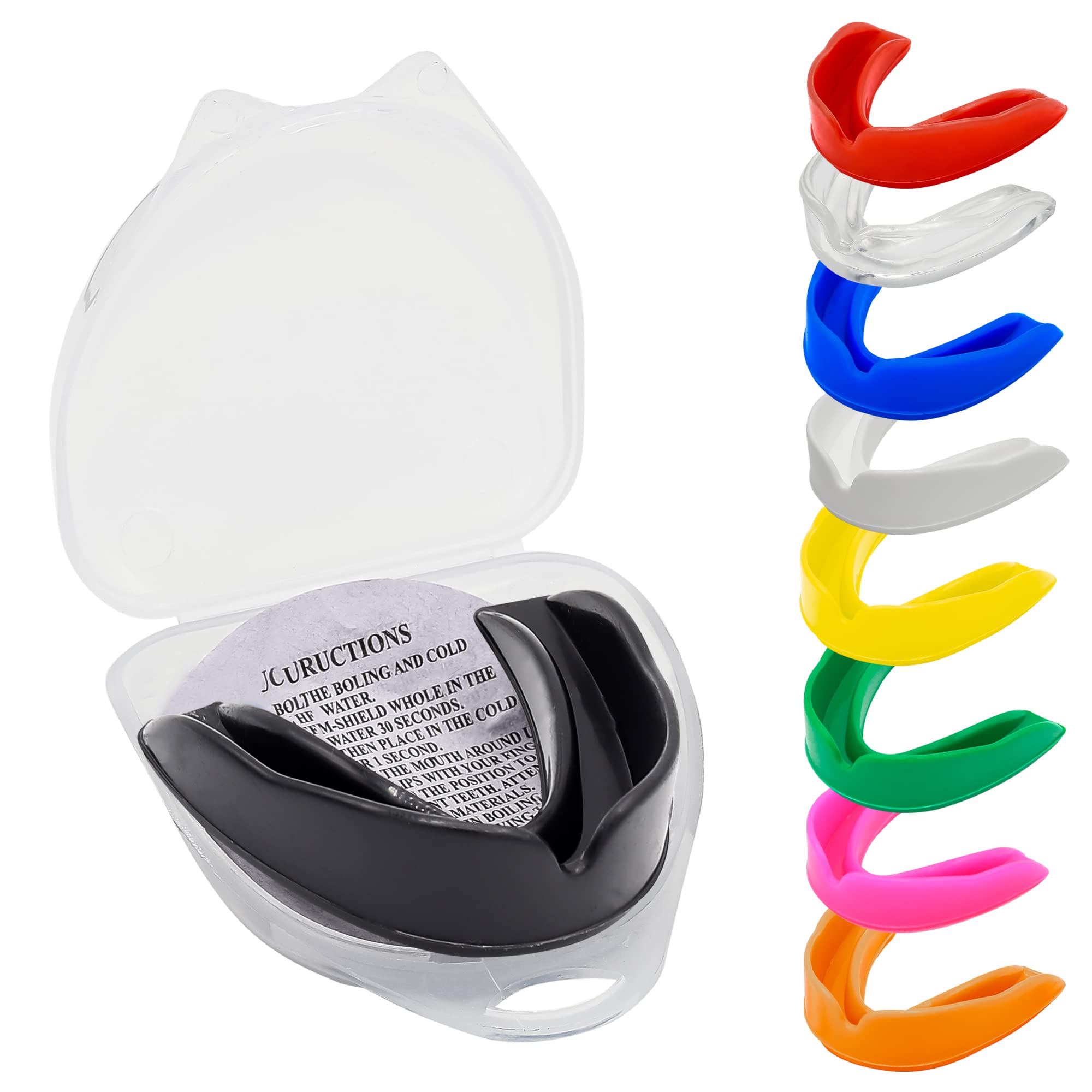 TrySalar Mouthguards for Rugby Boxing Sports Gum Shield Adult Senior Professional Mouth Guard Jaw Protection Case Martial Arts Judo Karate MMA Muay Thai Hockey Football Lacrosse Men Women (Black)