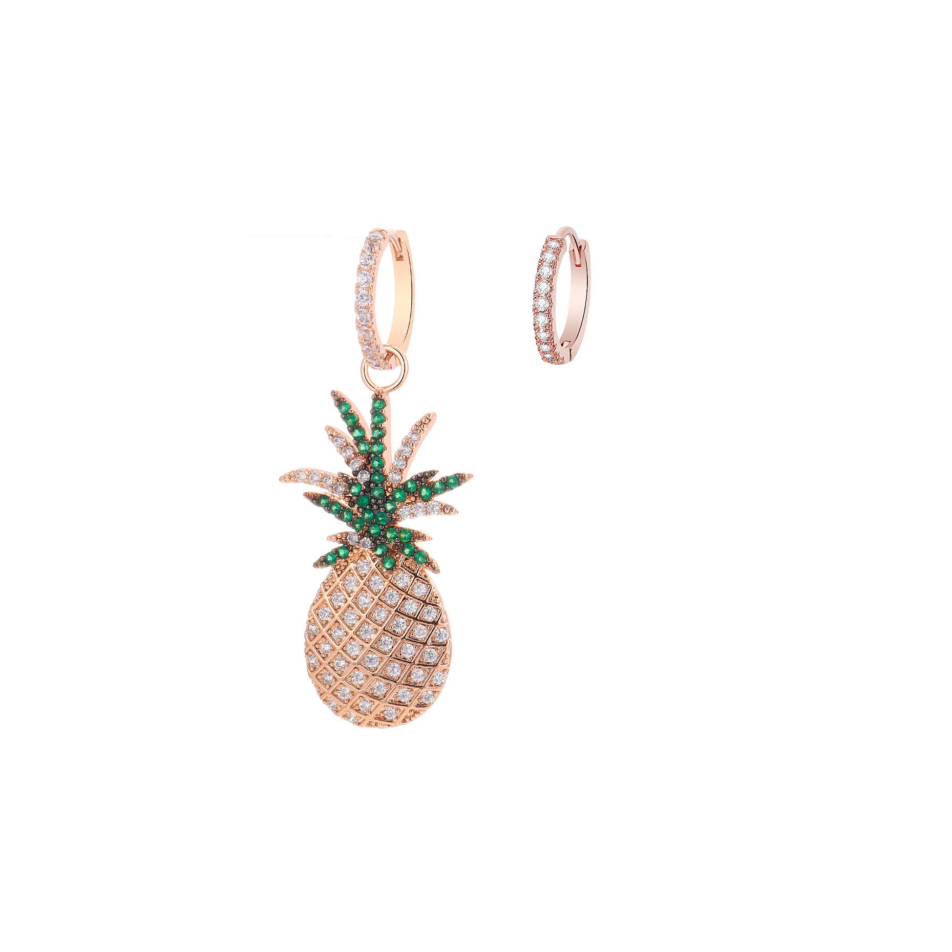 Crystal Zircon Eearrings for Women, Pineapple Fruit Drop Earrings Hoop Earrings for Women
