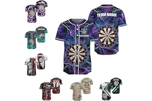 Custom Darts Button Up Baseball Jersey with 3D Pink Dartboard Graphic Sports T-Shirt for Girl