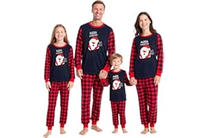 Tphon Christmas Family Pajamas Sets Matching for Christmas Party for Men Women Kids Santa PJS Sleepwear
