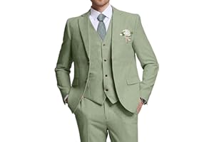 High-End Suits Retro Linen Suit for Men Casual Wedding Suit for Men Slim Fit 3 Pieces Jacket Blazer Vest Pant Groom Tuxedo
