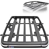 Roof Basket,Anti-Rust Aluminum Roof Basket,Universal Rooftop Cargo Carrier,Suitable for roof Racks, Equipped with crossbars,50"x37.8"x6",200lb Supports,Black