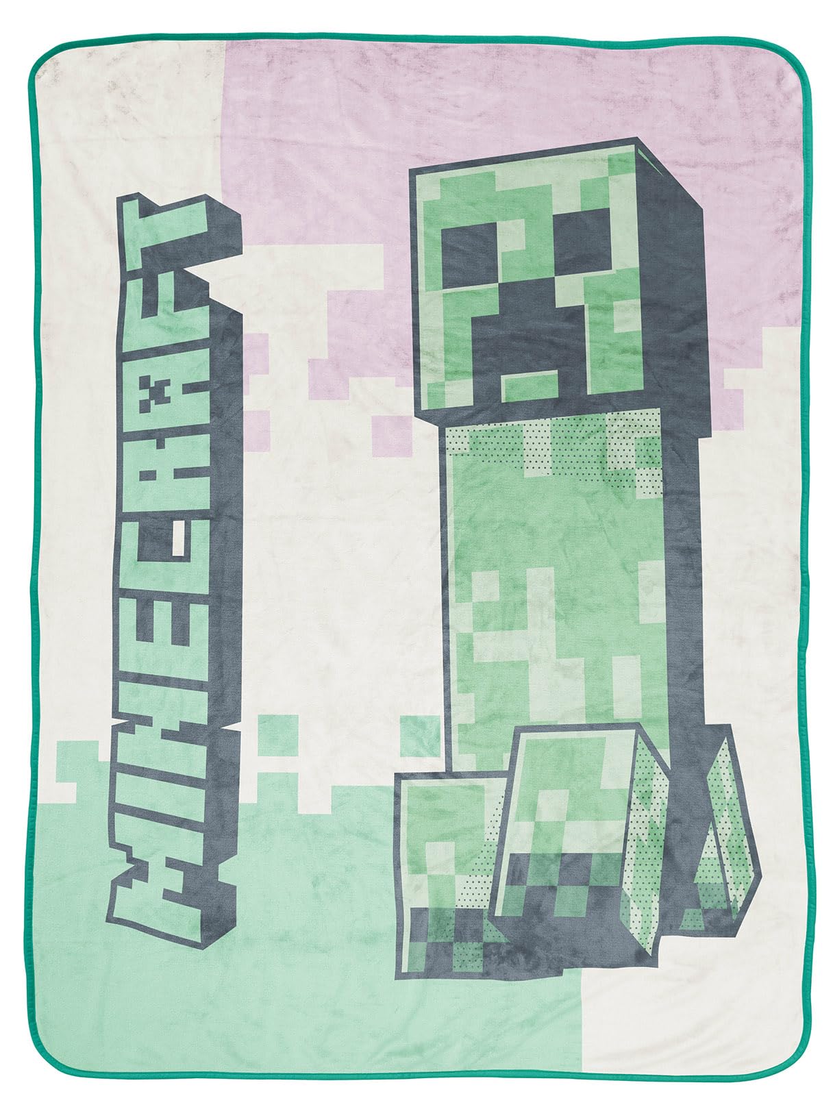 Jay Franco Minecraft Creeper 130 x 150cm Light Pink Fluffy Throw Blanket