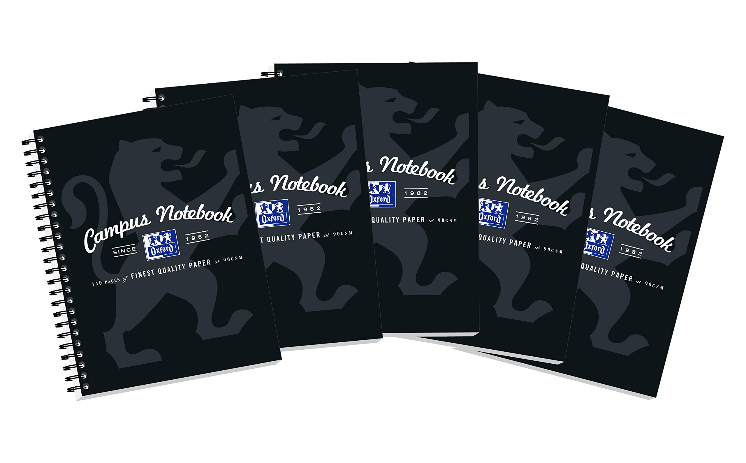 Campus Oxford A5 Notebook - Black, Pack of 5