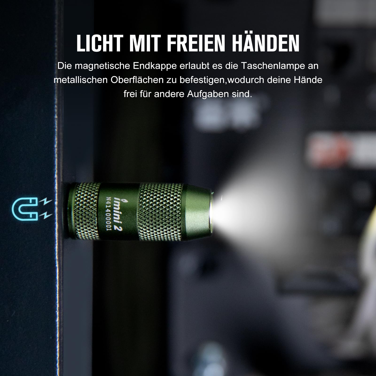 OLIGHT iMini 2 Mini LED USB-Aufladbare Taschenlampe Schlüsselhänger mit magnetischen Basis, 50LM 19,5g EOS Schlüsselbund Handlampe, IPX6 Kleine Flashlight für Camping, Outdoor, Notfälle (OD Green) 5