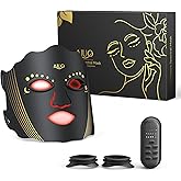 AIUO Red Light Therapy for Face, Led Face Mask Light Therapy with Rechargeable Remote, LED Face Mask Light Therapy at Home, Comfortable Red Light Therapy Mask, Black