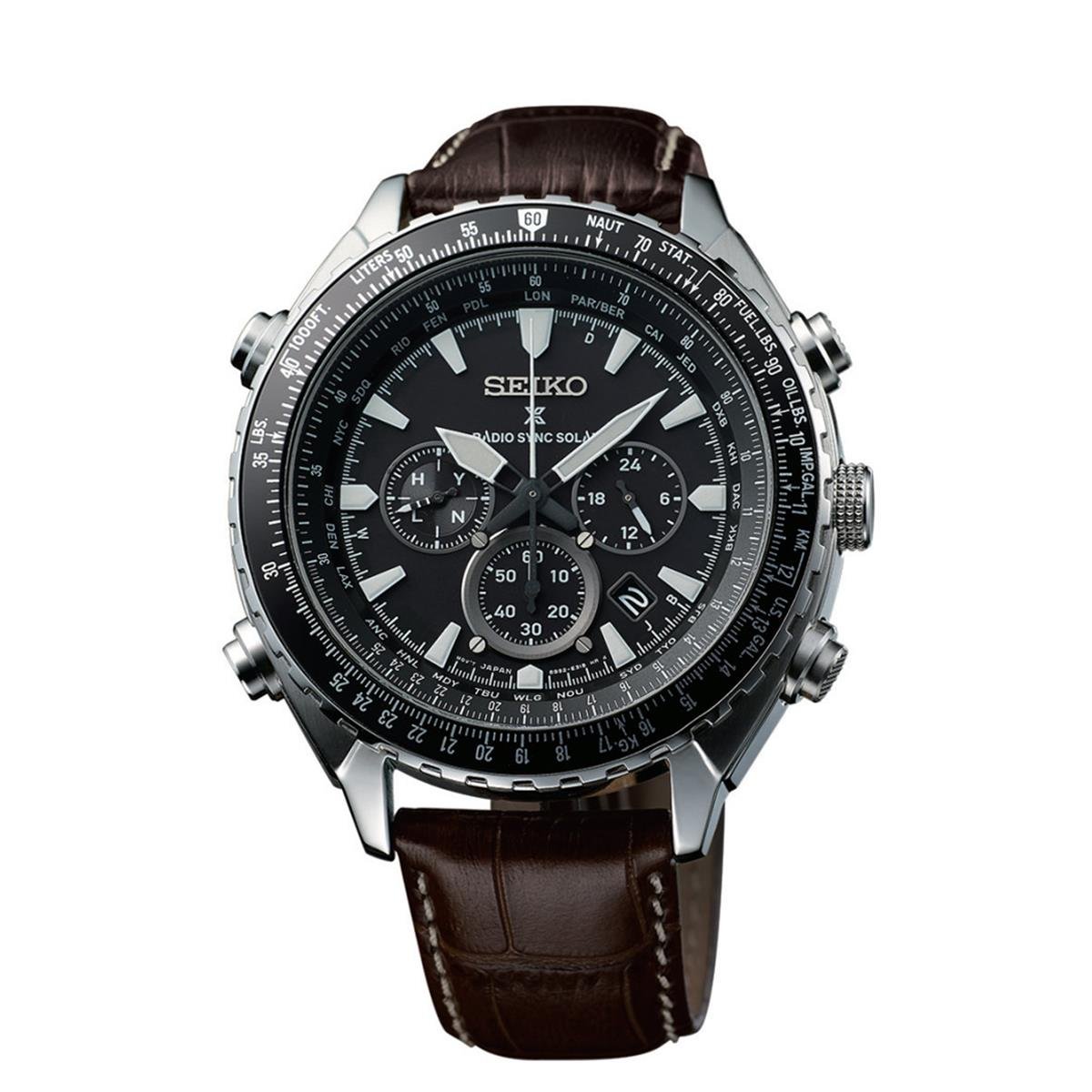 Seiko Prospex Sky Leather Pilot Chronograph Silver Man Ssg005p1