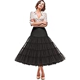 Shimaly Women's 4 Tiers Plus Puffy Petticoat 30" tea length Underskirt Midi Crinoline Tulle Petticoat Half Slip