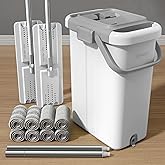 JOYMOOP Mop and Bucket with Wringer Set for Floor Cleaning and Wall Cleaner, Flat Mop and Bucket System Set with 2 Mops and 8