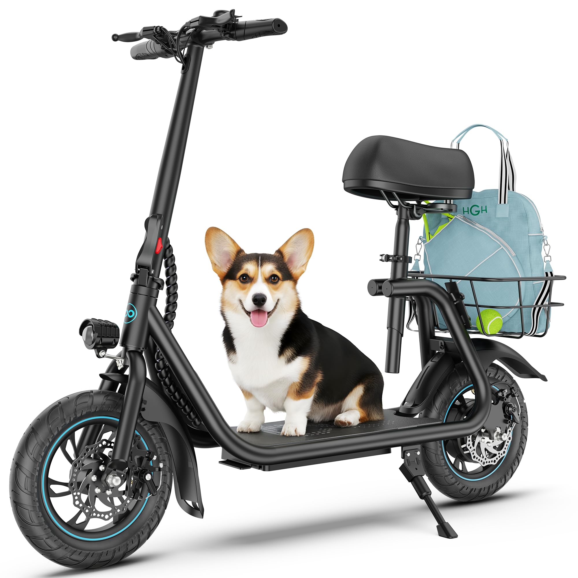 Photo 1 of (used, open box, unknown missing) Gyroor Electric Scooter for Adults & Teens with Seat, 450W Motor, Upgraded Stable Battery, 20 Miles Range, Folding Commuter Scooter, Comfort Seat, Bonus Lock & Phone Holder for Urban Travel, C1-CMM