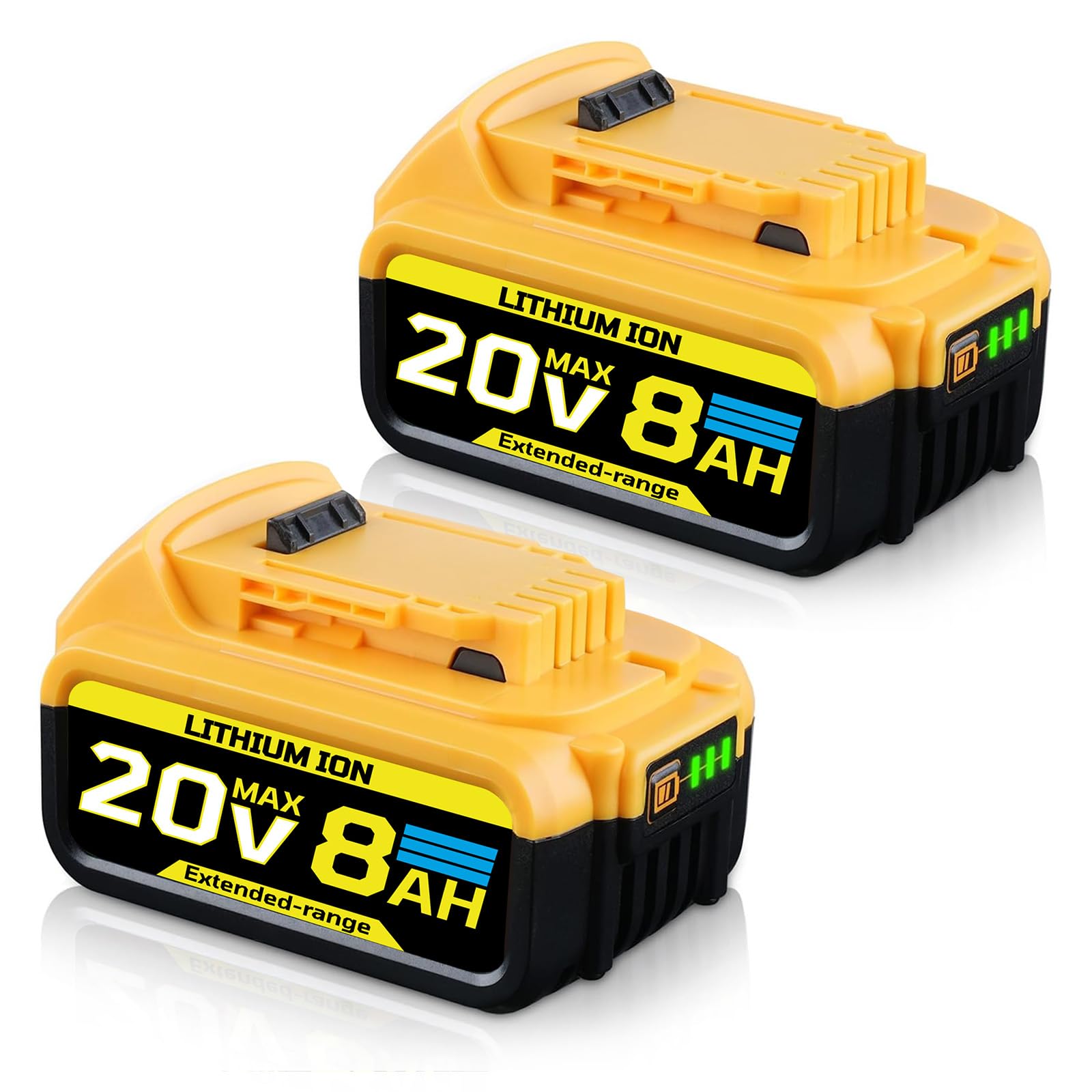 8.0Ah Compatible with DeWalt 20V Max Battery DCB200 DCB201 DCB180 DCB203 DCB204 DCB206 Cordless Power Tools with LED Indicator