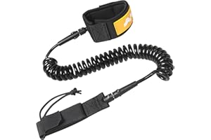 Mountocean Premium Coiled SUP Leash, 7mm Thickness Durable Stand Up Paddle Board Leg Rope,Wrist Strap Paddleboard Leash for All Types Surfboard Longboard,Paddle Board