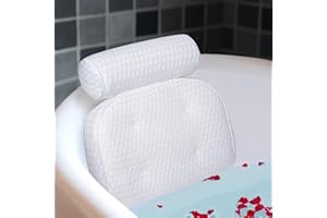 YIGO MASTER Bath Pillow for Tub Support Neck and Back, Bathtub Pillow Bath Accessories for bathtub Women, Hot Tub Accessories for Adults White