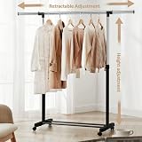 Vivo Technologies Adjustable Mobile Tidy Clothes Rail Rack with Castors view 2