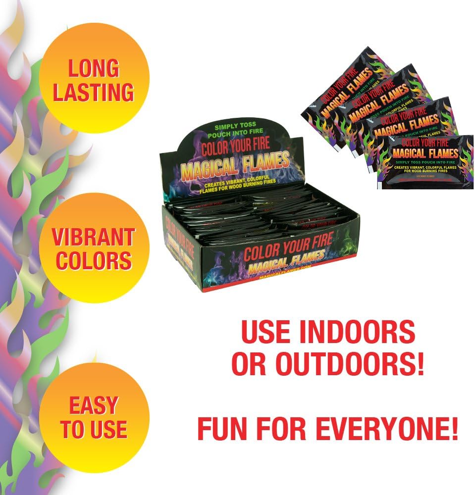 Magical Flames - (Pack of 10 Campfire Fireplace Colorant Packets - Creates Vibrant, Colorful Flames for Wood Burning Fires! (10): Home & Kitchen
